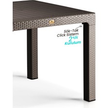Bahex Camsız 90X90CM Bahçe Balkon Masası Rattan Desenli Outdoor Serisi