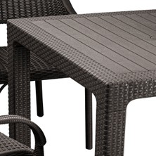 Bahex Camsız 90X90CM Bahçe Balkon Masası Rattan Desenli Outdoor Serisi