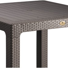 Bahex Camsız 90X90CM Bahçe Balkon Masası Rattan Desenli Outdoor Serisi