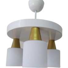 Mylights   Modern Spor  Beyaz Opal Camlı  Üçlü Sarkıt Avize 30CM