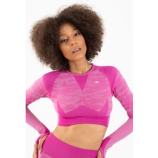 Maraton SlimFit Kadın Bisiklet Yaka  Orkide Crop Top