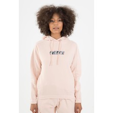Maraton Comfort Kadın Kapüşonlu  Pudra Sweatshirt