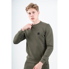 Maraton Regular Erkek Bisiklet Yaka  Açık Haki- Sweatshirt