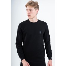 Maraton Regular Erkek Bisiklet Yaka  Siyah Sweatshirt