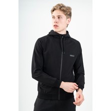 Maraton Comfort Erkek Kapüşonlu  Siyah Eşofman Üstü