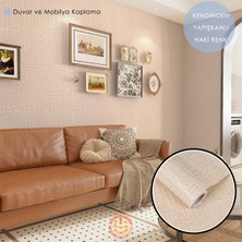 Technosmart 60 cm ×300 cm  Kendinden Yapışkanlı Keten Koyu Bej Duvar Kağıdı Mutfak Dolap Masa Kaplama