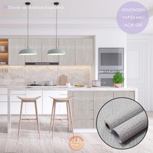 Technosmart 60 cm ×100 cm  Kendinden Yapışkanlı Keten Görünümlü Duvar Kağıdı Mutfak Dolap Masa Kaplama