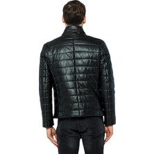 Basic & More Erkek Şişme  Deri Ceket - 8488