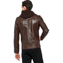Basic & More Erkek Kapüşonlu  Deri Ceket - E88K
