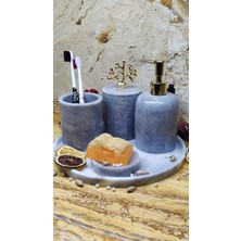 Marble Center Mermer 5 Parça Banyo Seti 5'li Gold Detaylı Çeşitleri