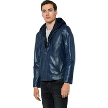Basic & More Erkek Kapüşonlu  Deri Ceket - E88K