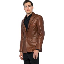 Basic & More Erkek  Deri Blazer Ceket - Eblazer