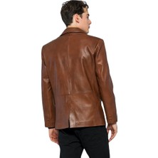 Basic & More Erkek  Deri Blazer Ceket - Eblazer