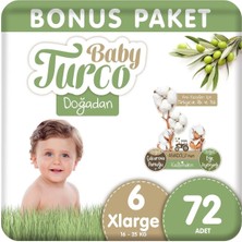 Baby Turco Doğadan 6 Beden Xlarge 72'li Bebek Bezi