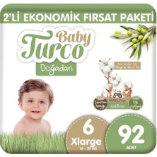Baby Turco Doğadan 2'li Ekonomik Fırsat Paketi Bebek Bezi 6 Numara Xlarge 92 Adet
