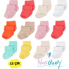 Novibaby 12'li Bambu Yenidoğan Bebek Çorap I New Girl I Kız Erkek Bebek Çorabı