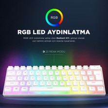 Rampage RADIANT K11 Beyaz Type-C Bağlantılı RGB Puding Tuşlu US Layout (ingilizce Q) Red Switch Gaming Oyuncu Klavye