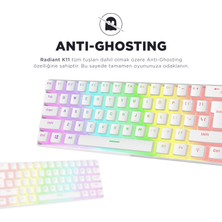 Rampage RADIANT K11 Beyaz Type-C Bağlantılı RGB Puding Tuşlu US Layout (ingilizce Q) Red Switch Gaming Oyuncu Klavye