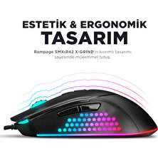 Rampage Smx-r43 X-Grind Usb Siyah 6400 Dpi RGB Ledli Makrolu Mouse Rgb Aydınlatmalı Gaming Oyuncu Mouse