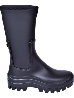 Igor W10301-002 Kadın Siyah Yağmur Botu PVC Dış Materyal 5 cm Topuklu Rahat Yürüyüş