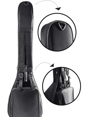 Donizetti Profesyonel Su Geçirmez 20 mm Pedli Soft Case Kısa Sap Bağlama Saz Kılıfı Ad2 Siyah Renk