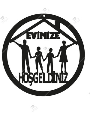 Emach Dizayn Evimize Hoşgeldiniz Kapı Süsü Dekorasyon Ahşap Lazer Kesim