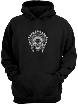 The Wert Unisex Şef Illüstrasyon Kafatası Siyah  Normal Kalıp Sweatshirt