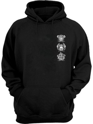 The Wert Unisex Üç Bilge Maymun Siyah Normal Kalıp Sweatshirt