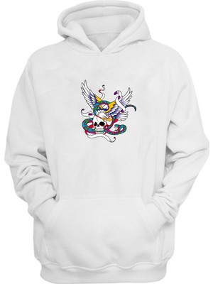 The Wert Unisex Skull Kurgusal Karakter Beyaz  Normal Kalıp Sweatshirt