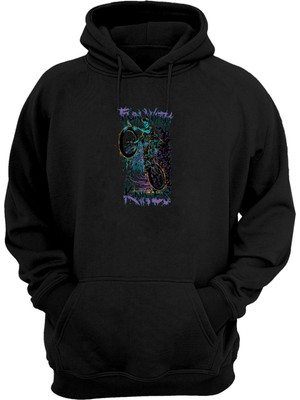 The Wert Unisex Siyah ve Mor Bisiklet Sürme Adam Siyah Normal Kalıp Sweatshirt