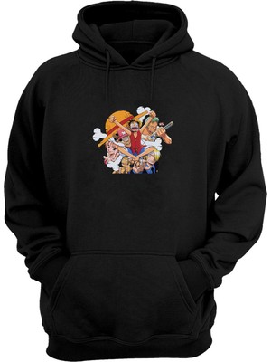 The Wert Unisex Monkey D.luffy Vinsmoke Sanji Nami Siyah Normal Kalıp Sweatshirt