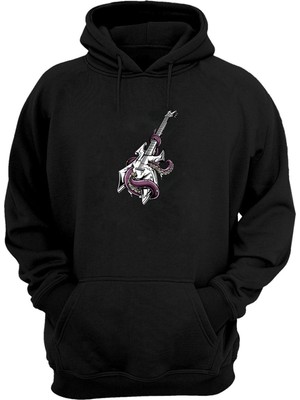 The Wert Unisex Warlock Elektrik Gitar Mor Siyah Normal Kalıp Sweatshirt