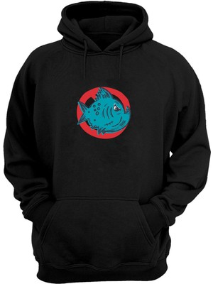 The Wert Unisex Deniz Mavi Balık Siyah  Normal Kalıp Sweatshirt