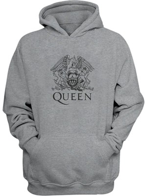 The Wert Unisex Kraliçe Rocks Müzik Logo Gri  Normal Kalıp Sweatshirt