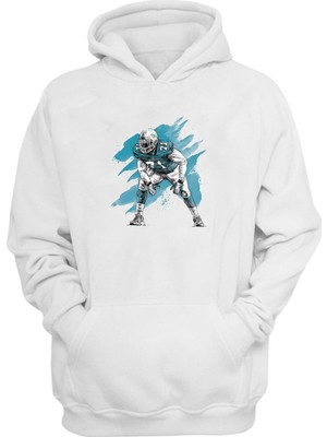 The Wert Unisex Amerikan Futbolu Oyuncusu Beyaz  Normal Kalıp Sweatshirt