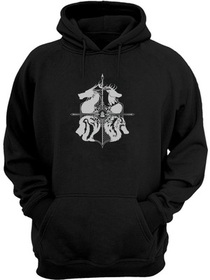 The Wert Unisex Bir Oyun Thrones House Stark Siyah  Normal Kalıp Sweatshirt