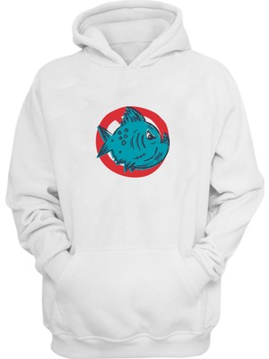 The Wert Unisex Deniz Mavi Balık Beyaz  Normal Kalıp Sweatshirt