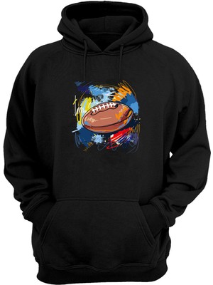 The Wert Unisex Amerikan Futbol Topu Siyah Normal Kalıp Sweatshirt