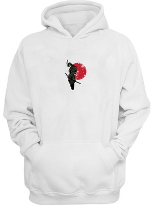 The Wert Unisex Zırh Samuray Illüstrasyon Beyaz  Normal Kalıp Sweatshirt