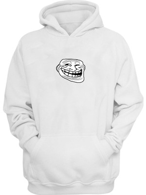 The Wert Unisex Trol Troll Face Rage Komik Beyaz  Normal Kalıp Sweatshirt