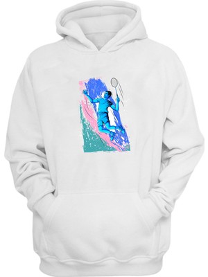 The Wert Unisex Badminton Çizim Beyaz  Normal Kalıp Sweatshirt