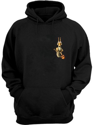 The Wert Unisex Buz Devri Sincap Illüstrasyon Siyah  Normal Kalıp Sweatshirt