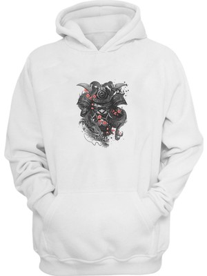 The Wert Unisex Samurai Illustration Beyaz Normal Kalıp Sweatshirt