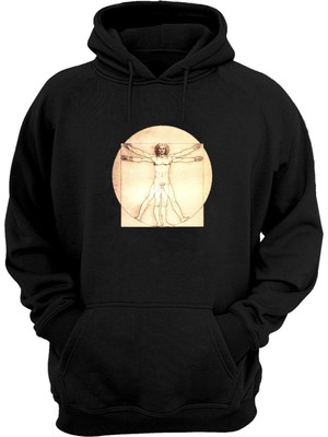 The Wert Unisex Vitruvius Adamı Siyah Normal Kalıp Sweatshirt