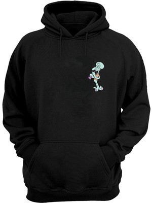 The Wert Unisex Squidward Siyah Normal Kalıp Sweatshirt