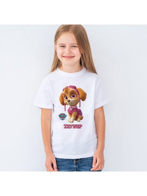 Morinna Isme Özel Paw Patrol Skye Baskılı Unisex Çocuk Tişört T-Shirt Mr-12