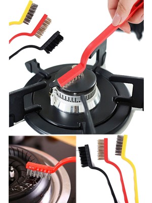 Epazzar  3lü Mini Detay Temizleme Fırçası Banyo Mutfak Ocak Kir Pas Fırçası 3lü