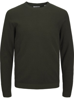 Jack & Jones Bisiklet Yaka Standart Haki Erkek Kazak 12236766_JJEMARCUS Knıt Crew Neck