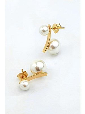 Ose Shop Tasarım 925ayar Gümüş Üzerine Altın Kaplama Tasarım İnci Küpe