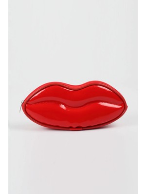 Maykis Kadın Kırmızı Deri Makyaj, Kırtasiye, Kalemlik,hediyelik, Kozmetik Çantası